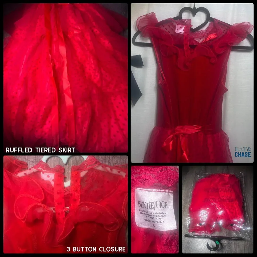 Spirit Halloween Beetlejuice Bride Lydia Deetz Dress Youth L 12-14 Kids Costume - Picture 7 of 12